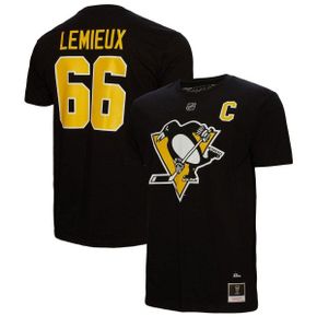 4806399 Mitchell  Ness Mens Mario Lemieux Black Pittsburgh Penguins Name Number T-Shirt