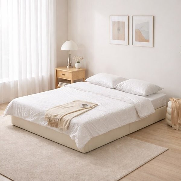 [보루네오]호텔라인 파운데이션 가죽 침대 퀸 (매트별도/충전포트/무헤드) KC857 (착불)