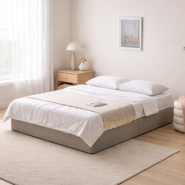 [보루네오]호텔라인 파운데이션 가죽 침대 퀸 (매트별도/충전포트/무헤드) KC857 (착불)