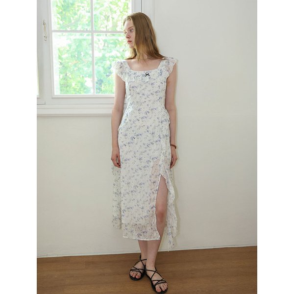 DD_Floral ruffle trim dress_WHITE