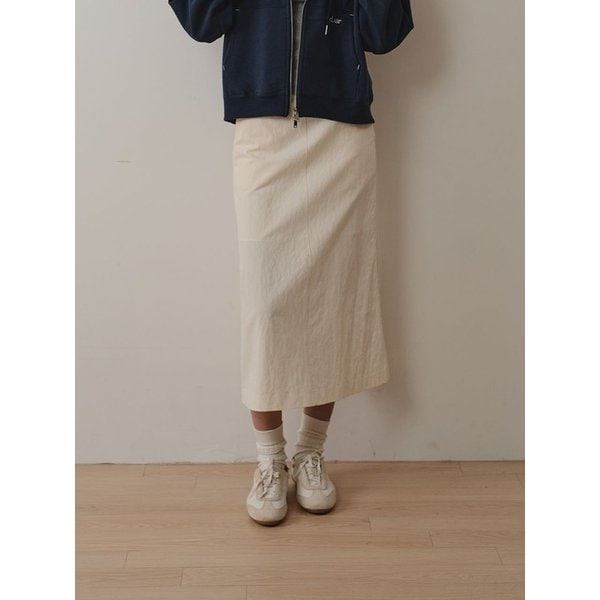 Washed Twill Long Skirt _Ivory