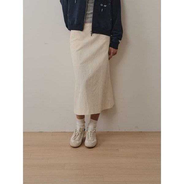 Washed Twill Long Skirt _Ivory