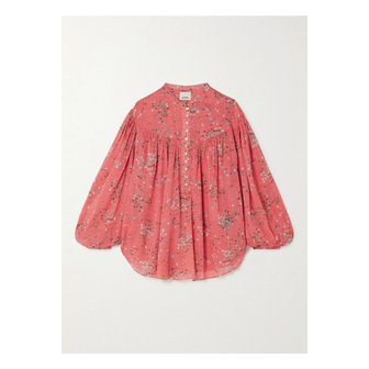 이자벨마랑 킬레디아 프린트 코튼 실크 혼방 크레이프 블라우스 코랄 1647597333738135