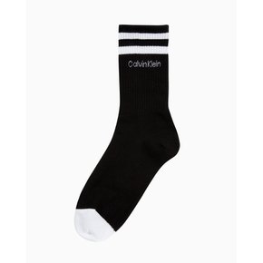 남성 콤드 코튼 립 크루 중목 양말 (블랙 1 PAIR) (LS000299-001)