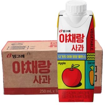  빙그레 야채랑 사과 주스 250ml (18팩) 과채주스