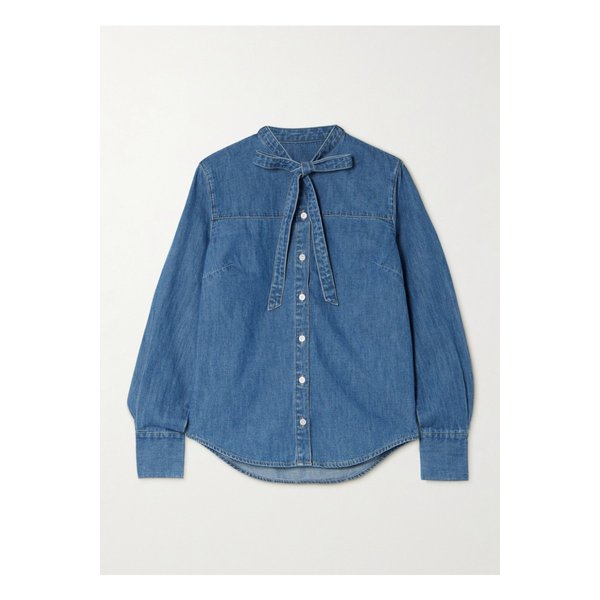 베로니카비어드 개비 타이 디테일 데님 셔츠 미드 데님 46376663162905270