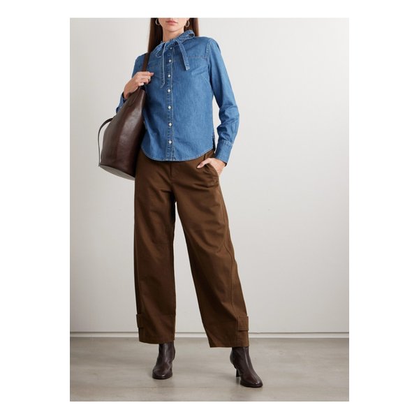 베로니카비어드 개비 타이 디테일 데님 셔츠 미드 데님 46376663162905270