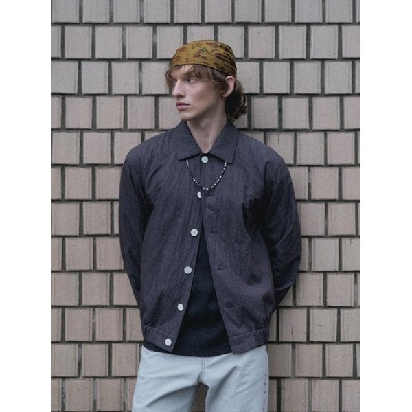 Men Casual Button Blouson, Charcoal