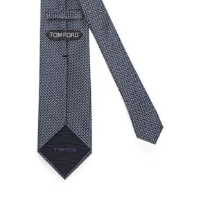 톰포드 STE001S0364 UBA PETROL BLUE Silk Tie with Geometric Pattern