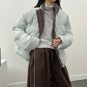 코코아 배색 숏 패딩 점퍼 3컬러_P412672637
