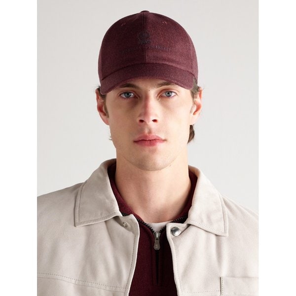 브루넬로쿠치넬리 로고 자수 가죽 트리밍 울 플란넬 베이스볼 캡 46376663162948153