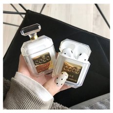 차이팟 에어팟 1 2세대 럭셔리 파우치 코코 퍼퓸 향수병 투명 젤하드 케이스 특이한 Airpods 커버 악세사리