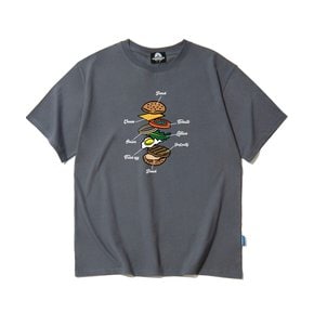 HAMBURGER RECIPE GRAPHIC 티셔츠 - 그레이