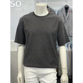 세이브존01 차콜 스트리치 데일리 라운드 니트 티셔츠 BSX2KR46ACH (S15362083)