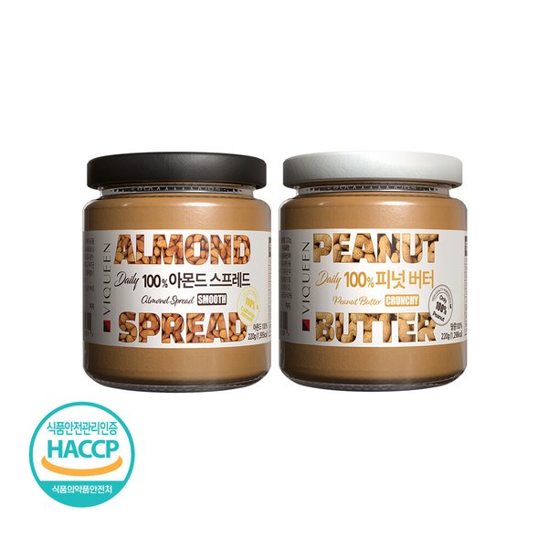 [바이퀸] 데일리 100 무첨가 땅콩+아몬드 버터 세트