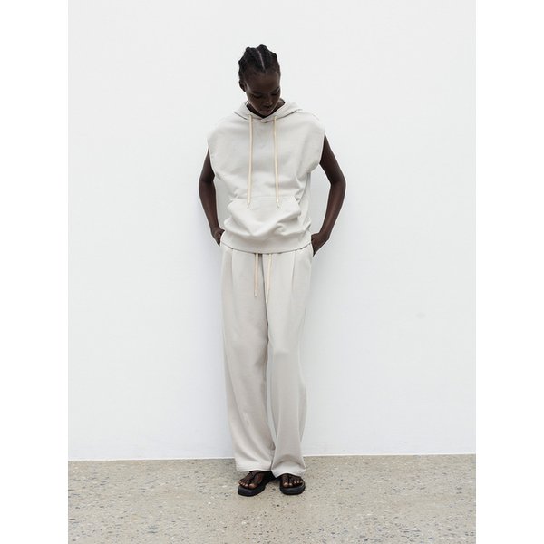 HOODED VEST_LIGHT BEIGE