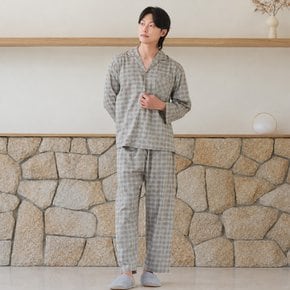 남성 순면 주자직 9부 잠옷 상하세트 파자마