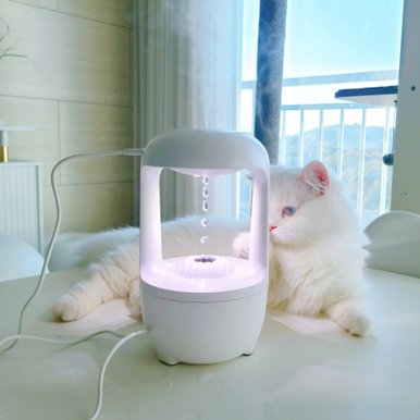 24년형 무중력가습기 물방울 고양이  사무실 탁상용 미니가습기 초음파 통세척쉬운(충전기증정)