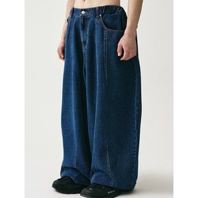 Super Wide Dart Denim Pants  BLUE