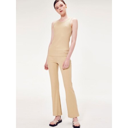 더룸 RIBBED COTTON MODAL BLEND TRACK PANTS_HERB GREEN