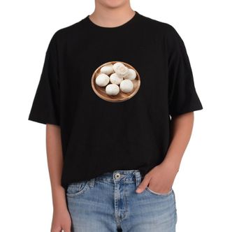 오너클랜 반팔티 채소 마늘 미나리 버섯 쑥갓 그림