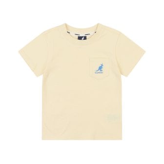 캉골키즈 포켓 로고 숏 슬리브 티셔츠 QB 0416 버터