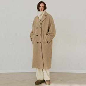 BOUCLE WOOL DOUBLE LONG COAT BEIGE_P353847747