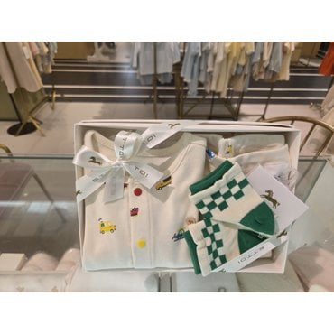 에뜨와 24년F/W (출산,신생아,백일,돌선물세트) 롤스슬림내의+티브체크양말그린