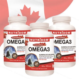 뉴트리돔 캐나다 오메가3 500mg 해구유 300캡슐x3병
