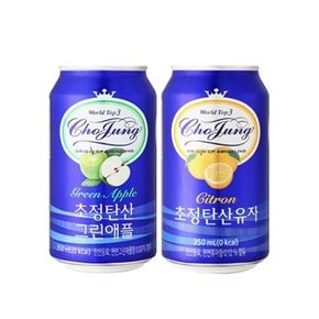 [본사직영] 초정탄산수 350ml 유자 + 그린애플 각 24캔 총 48캔