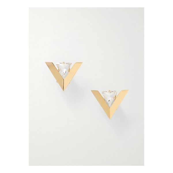 Je Les V 크리스탈 장식 골드톤 귀걸이 46376663162909913