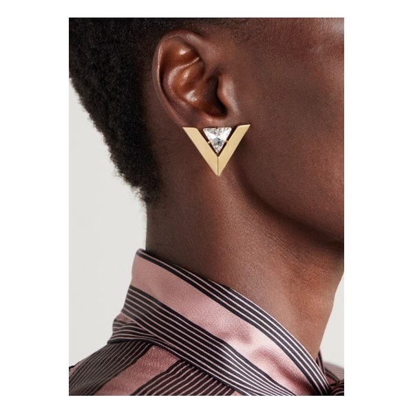 Je Les V 크리스탈 장식 골드톤 귀걸이 46376663162909913