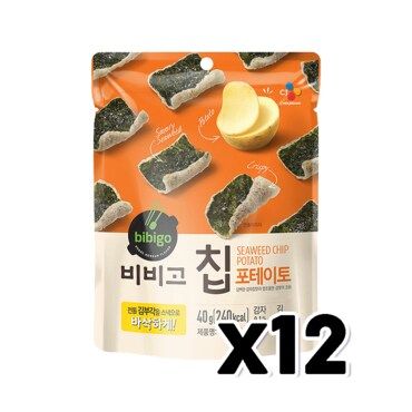  CJ 비비고칩 포테이토 김부각스낵 40g x 12개