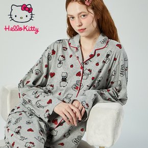 산리오 정품 프리미엄 다이마루 면 잠옷 카라넥 긴소매 세트 긴팔상하세트 HK-4660