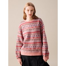 [OVER-FIT] MERCI NORDIC KNIT SWEATSHIRT INDI PINK