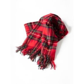 Fringe wool muffler (Red check)