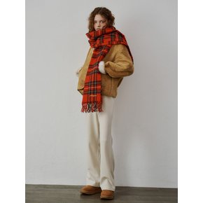 Fringe wool muffler (Red check)