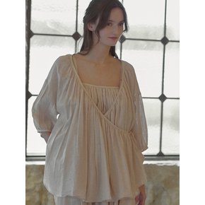 Cotton draped wrap blouse