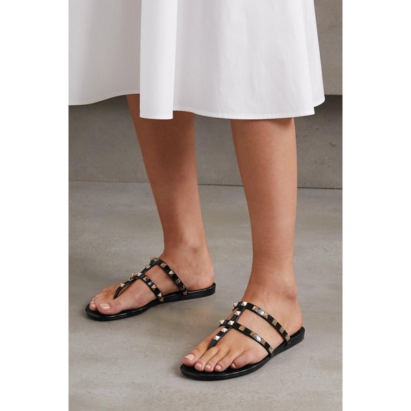 발렌티노 가라바니 락스터드 고무 샌들 블랙 1647597336261092