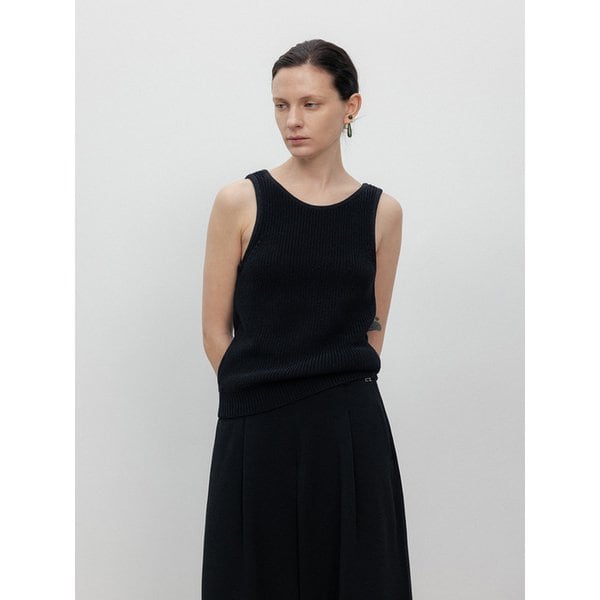 Korean paper yarn two way vest_Black