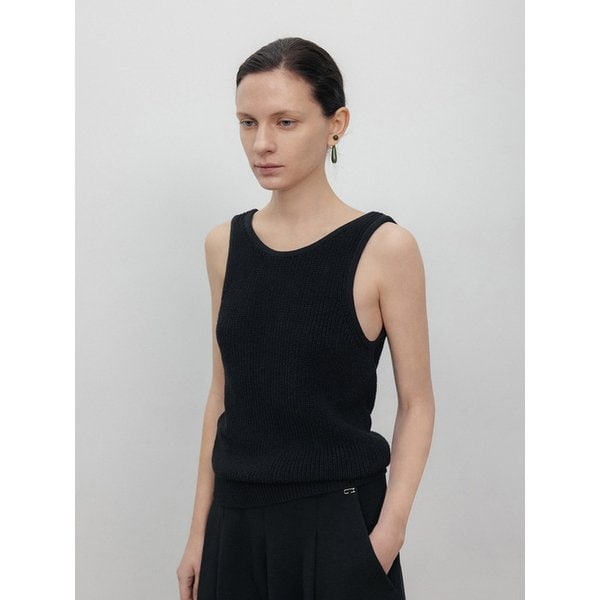 Korean paper yarn two way vest_Black