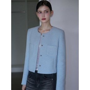 Pocket Tweed Jacket [Sky Blue]