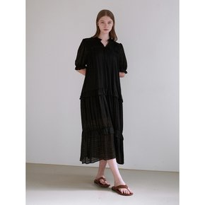 Cancan chiffon frill dress - black