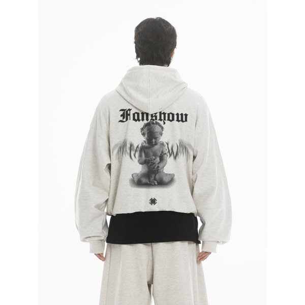 DEMONIC ANGEL OVER FIT HOODIE - OATMEAL