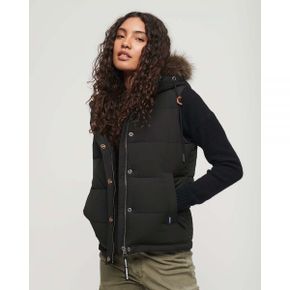 4815131 Superdry Everest Faux Fur Puffer Gilet - Jet Black