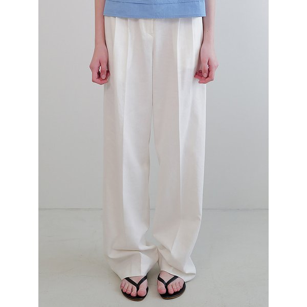 Linen wide slacks (ivory)