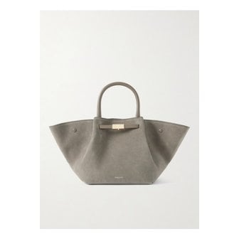DEMELLIER 드멜리어 미디 뉴욕 가죽 트리밍 스웨이드 토트 그레이 46376663162913532