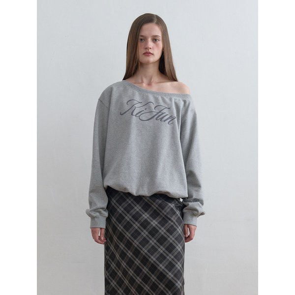 Off-Shoulder Logo Sweatshirt Melange Grey