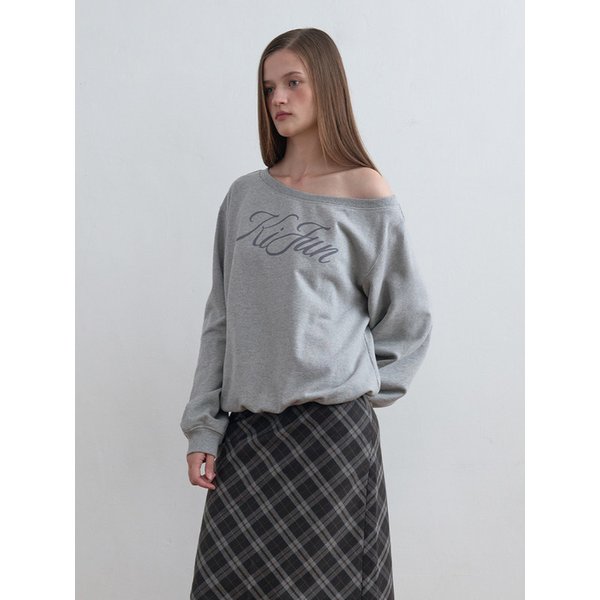 Off-Shoulder Logo Sweatshirt Melange Grey