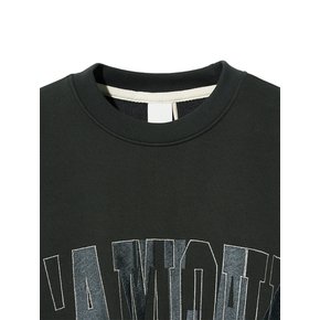 LAMOUR Big Embroidery Stitch Sweatshirt CROP T87 Charcoal